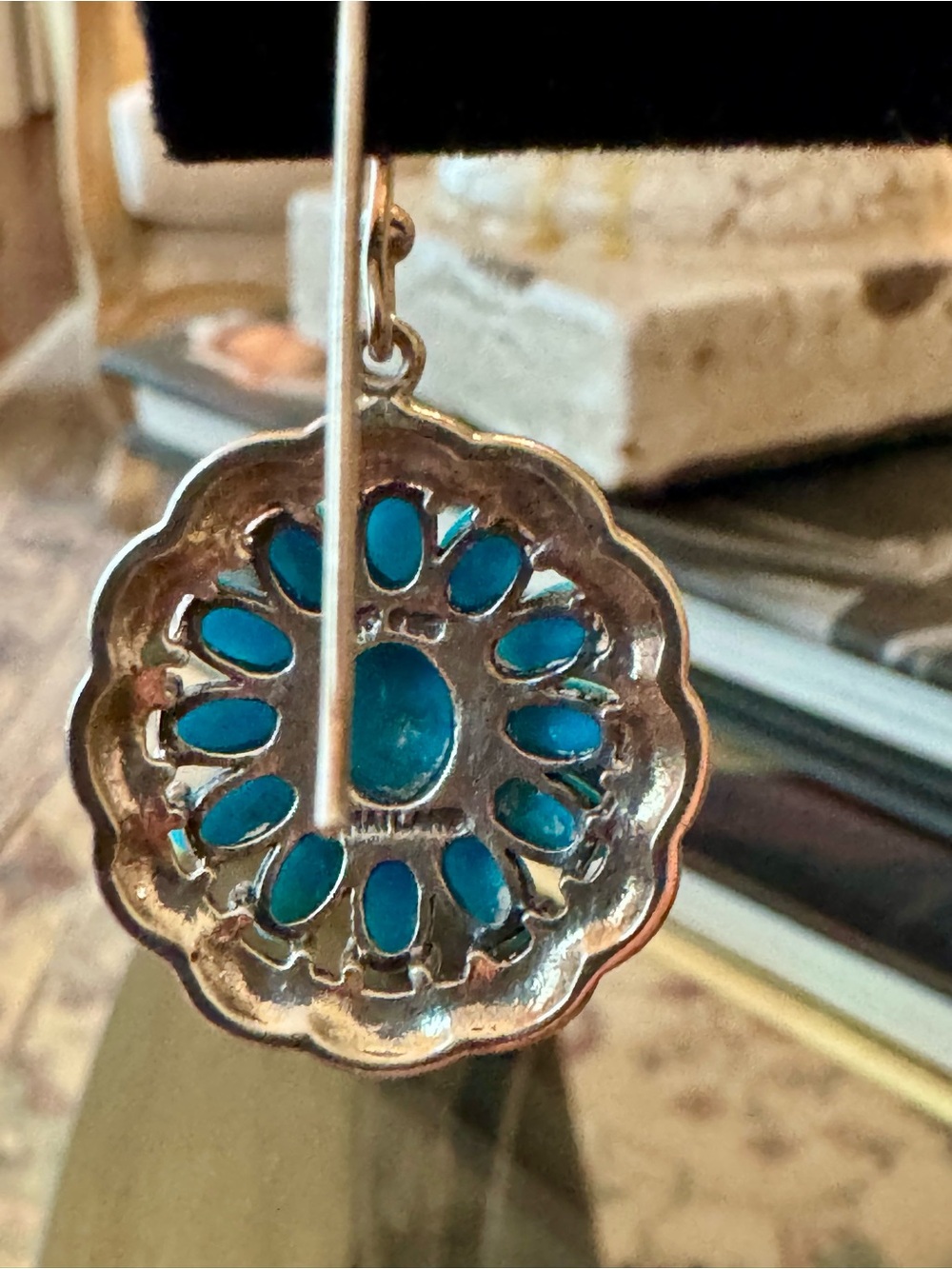Gorgeous Sleeping Beauty Turquoise Silver Pendant n Earring Suite - Picture 14 of 15